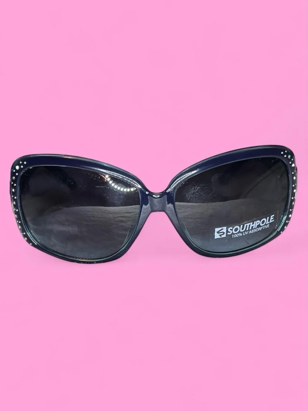 South Pole Black Sunglasses with Crystal Accents